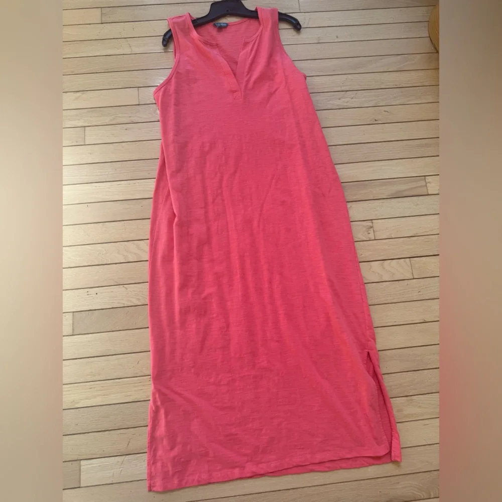 Fleur Bleue Size XL Coral Sleeveless V-Neck Maxi Dress or Coverup. EUC